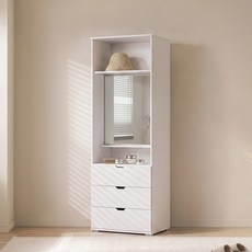 동서가구 퓨어 드레스룸 거울 화장대 3단서랍장 DF636447, 화이트