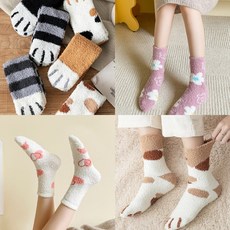 구름 냥이 수면양말 / 겨울 방한 임산부 어르신 기모 보온 수면 두꺼운 양말 니트
