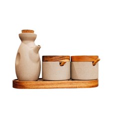 식 세라믹 양념통 도자기 주방용품, A. 2 조미료 항아리  1 식초 냄비  트레