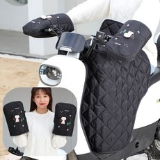 전기차 바람막이 오토바이 무릎 담요 장갑 전기 자전거 스쿠터 방한 방풍 보온 배달 겨울 커버 바람막이 워머 겨울분체 두툼한 기모 방수 봄가을 선바이저 바이크 덮개 겨울, 허리 지지대, 블랙(엄지)3D패치캣퀼팅스플릿세트