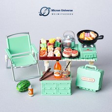 캠핑 테이블 의자 세트 인형 집 시뮬레이션 음식 모델 소장품 공예 작은 장식품 미니어처 장식, Green - Food