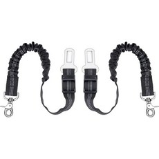 Ortarco 강아지 안전벨트 2개 세트 접이식 애완동물 차량용 하네스 조절 가능한 안전벨트 나일론 소재의 신축성 있는 밴드형 (검정색) 114990, Black