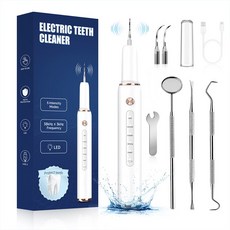 콜콜러브 휴대용 스마트 LED 초음파 구강 청결기 셀프 치석제거기 가정용, 화이트