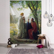 예수님 성화 액자 그리스도 예수 부활절 축제 홈 데코 벽걸이 태피스트리 아트 거실 침실 장식 환경 보호 A. 40x60cm 3. QMGT3-0328-3 1개, B. 60x90cm × 4. QMGT3-0328-4 ×