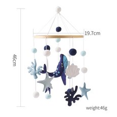 嬰兒安撫床鈴 視覺激發 鯨魚珊瑚海洋樂園設計 新生兒床頭裝飾吊飾, 藍色鯨魚床鈴, 1個
