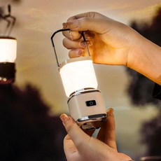 에코럭키 레트로 감성 미니 캠핑랜턴 C타입 충전식 LED 불빛변화, 1개, 미니 캠핑랜턴 C타입-베이지