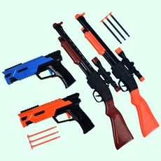 장난감 저격총 권총 샷건 유아 어린이 성인 다트 총 다트건 사격 스나이퍼 장총 흡착 총알, 1-1. 3연발 다트총 블루