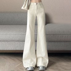 TKX 여성용 하이웨스트 슬림핏 청바지 가을 봄 편안한 팬츠 통바지 루즈핏 KS97