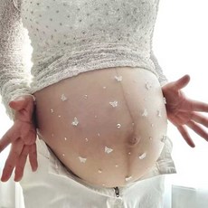 임신 중 홈 사진 촬영을 위한 임산부 배꼽 스티커 만삭 사진