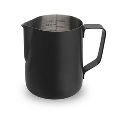 Watchget 우유 거품 피처 350ml/600ml/900ml/1500ml (12온스/20온스/32온스/52온스) - 카푸치노 라떼 아트 저그 커피 거품기 컵 실버 27, 블랙