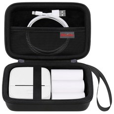 ElON 온bo VFU 라벨 메이커 기계용 휴대용 케이스 미니 프린터 열 여행 가방 스티커 보관 홀더 종이 테이프에 맞는 메시 포켓 화이트 128351, 블랙