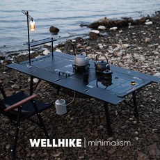 웰하이크 SWS 클라우드 5유닛 IGT 캠핑 테이블 높이조절 확장형 알루미늄 블랙무단 높이조절감성캠핑, 검정색