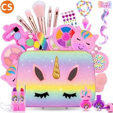 [미국직배송] 매직 유니콘 패턴 어린이 화장품 메이크업 세트 립스틱 아이섀도우 조카 크리스마스 생일 선물, 1개