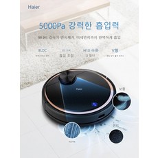 Haier 하이얼 로봇청소기 가성비좋은 물걸레, 검은 색