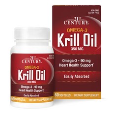 21ST CENTURY Omega 3磷蝦油萃取魚油膠囊 90mg+350mg, 1罐, 60顆