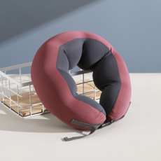 U型記憶棉護頸枕 冰涼感豌豆枕 辦公午睡旅行便攜, 磚紅色