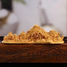 黃楊木 千裏江山 山水畫筆擱筆架, 如圖所示, 1個