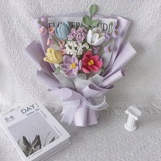 手工編織鬱金香毛線針織花一束成品混搭花束節日禮物仿真花, 1, 花色