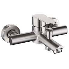 【LY018】304不銹鋼飛機三聯水龍頭（拉絲.霧黑）壁掛式冷熱水混合, 1個