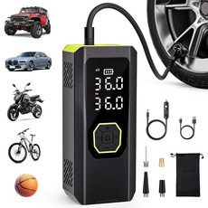 OUSHASAA 타이어 팽창기 휴대용 공기 압축기 자동차 타이어용 144PSI 에어 펌프 - 듀얼 모드 팽창 자동차 오토바이 자전거 볼용 압력 게이지가 있는 타이어 펌, OUSHASAA 타이어 팽창기 휴대용 공기 압축기, 자