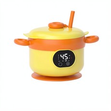 寶寶恆溫輔食加熱碗, 橘黃色 - 吸盤吸管, 1個