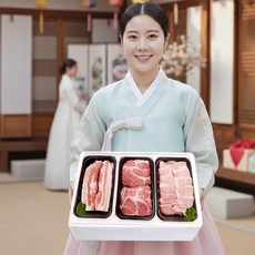[명품선물] 문경쑥돈 프리미엄 돼지고기 3종 세트 1.2kg (삼겹+목살+항정)