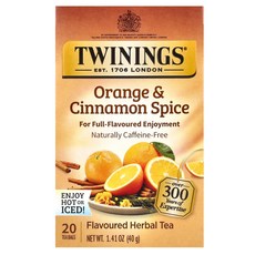 트와이닝스 가향 허브티 오렌지 & 시나몬 스파이스 Twinings Flavored Herbal Tea Orange & Cinnamon Spice 20 Tea B, 1개, 1개입, 100g