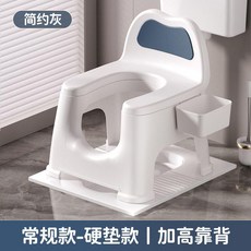 坐便凳 加厚防滑坐便凳 蹲廁改坐廁凳 孕婦坐便凳 老人坐便凳 成人蹲坑凳 家用坐便椅, 1個, 簡約灰, 連體式蹲廁坐便凳 硬座+靠背