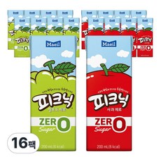 매일유업 피크닉 제로 200ml 사과 8 청포도 8 (총 16팩), 16개