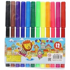 XUE BEI 12色水彩筆 彩色筆 細字 筆型繪畫彩色筆 12色入, 一個入, 彩色
