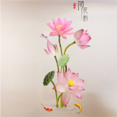 JINGHENG 3d 입체 연꽃 벽 스티커 거실 침실 TV 배경 벽 침대 옆 장식 스티커, 연꽃 연꽃