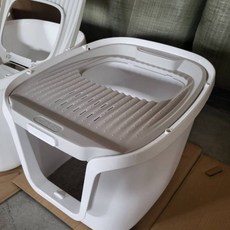 超大號貓砂盆 豆腐砂 半封閉貓砂盆 貓砂墊, 1個, 全新升級【頂入式貓砂盆】灰:4贈