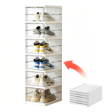 LADERIVE 원터치 접이식 6단 투명 신발장 정리함 대형 방진 현관 틈새 수납장 정리대, 1개, 투명색