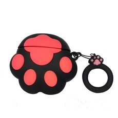 에어팟 3 케이스 고양이 발과 호환 보호 실리콘 만화 3D 남성 여성 재미있는 카와이 귀여운 커버 에어팟 3세대 케이스 개 고양이 발톱, 블랙 발