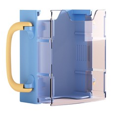 兒童托杯架 輔助杯架 防擠壓飲料架 摺疊鋁箔包牛奶杯, 升級款托杯架-藍色, 1個