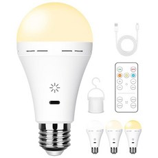 휴대용 3색 리모컨 USB LED 전구 스마트 무선 E27 타이머 기능 배터리 작동 조광, 1