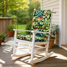 IN4 Care 흔들 의자 쿠션 실내 48.3 x 43.2cm(19 17인치) 의자용 방수 터프트 패드 야외 가구용 미끄럼 방지 쿠션 칠리 레드 플로럴108720, 마우이 트로피컬 블랙