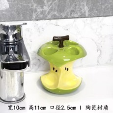 사과 모양 칫솔 꽂이 욕실 치약 수납 세면대 거치대, 상세페이지 참고, 초록 사과 4구 일반 칫솔