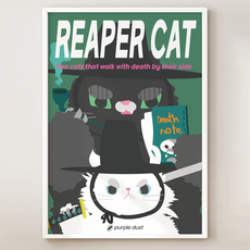 퍼플더스트 저승 사자 보이 캣 고양이 그림 힙한 포스터, 1.저승사자캣_A4, 포스터만