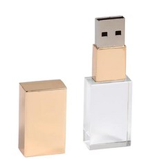 jasters 크리스탈 usb 스틱 3d 인쇄 로고 4gb 8gb 16ggb 32gb 64gb usb 플래시 펜 드라이브 투명 유리, 16 기가 바이트, 금, 1개