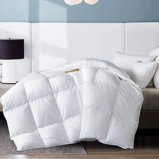 WhatsBedding 100 면 커버 화이트 구스 오리 솜털 및 깃털 이불 다운 이불 인서트 또는 독립형