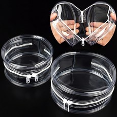 투명 지퍼 파우치 미니 원형 PVC 가방 백 주머니 플라스틱