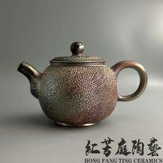 紅芳庭【台灣作家 柴燒壺】林義元 手拉坏 沁煙壺 玫瑰金 手工茶壺 自然落灰無釉裸燒 柴燒茶壺 茶具 台灣柴燒 泡茶用具, 1個, 林義元-沁煙, 230ml