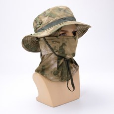 迷彩圓邊奔尼帽遮陽防曬漁夫帽男戶外登山釣魚大帽檐夏季騎行面罩, 1個, 均碼