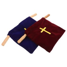 2개 세트 세례 기념품 가방 - 프리미엄 자수 십자가 패턴 튼튼한 손잡이 제공 파우치 첫 영성체 장식 용품