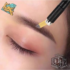 PCD 手工紋繡針片 0.25mm細緻針絲 黃金45度弧形 適用飄眉線條眉, 1個