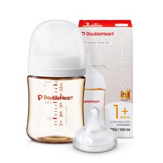 더블하트 모유실감 3세대 PPSU 제뉴인화이트 젖병, 1개, 160ml, 제뉴인화이트(S 젖꼭지포함)