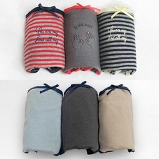 APPLE STORY 棉質彈力簡單條紋中長安全防水布衛生內褲 6 款, 6條簡單的條紋