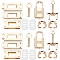 가방 합금 자물쇠 버클 세트 라이트 골드 가죽 가방 핸드백 손공예 제작 부자재 DIY 1세트 8종 자물쇠, 1개