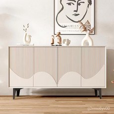 奶油風巖闆入戶門玄關鞋櫃，輕奢多功能客廳餐邊收納櫃, 普通臺面長120cm,組裝